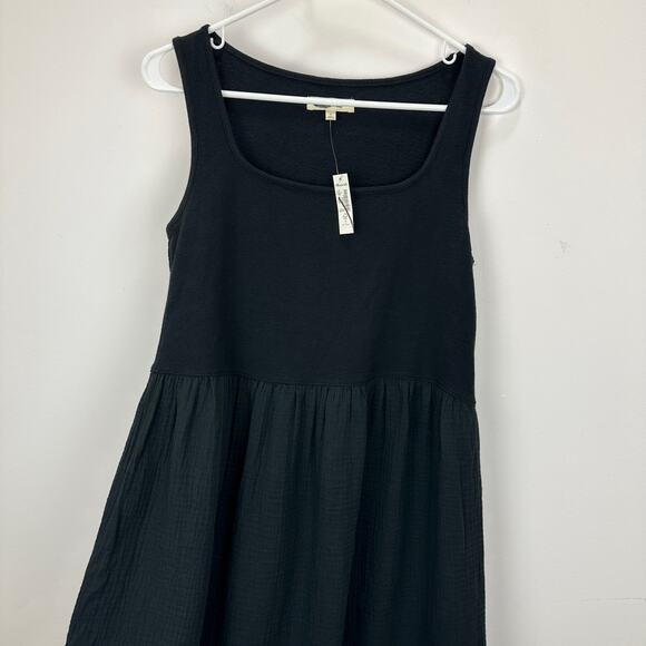 Madewell Knit Tank Midi Dress Black Minimalist Casual A Line Cotton Small NWT - Picture 10 of 16